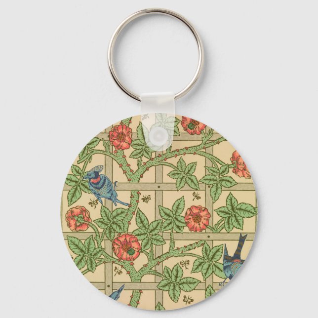 William Morris Trellis Classic Wallpaper Design  Keychain (Front)