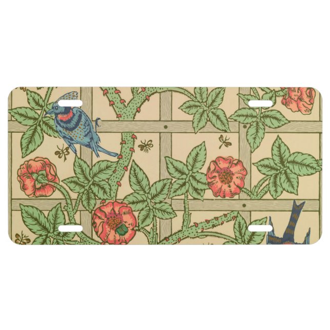 William Morris Trellis Classic Wallpaper Design  License Plate (Front)