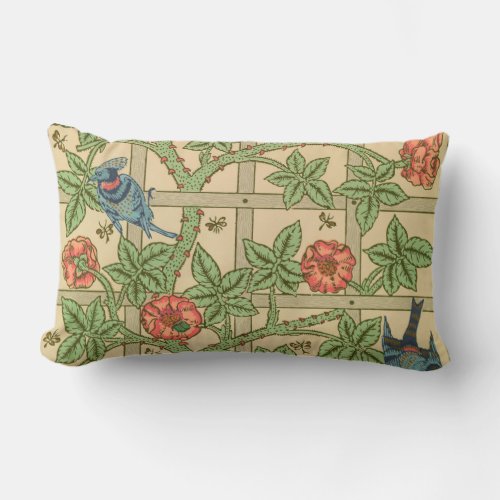 William Morris Trellis Classic Wallpaper Design  Lumbar Pillow
