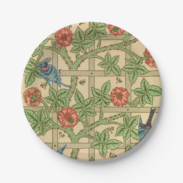 William Morris Trellis Classic Wallpaper Design  Paper Plates (Front)
