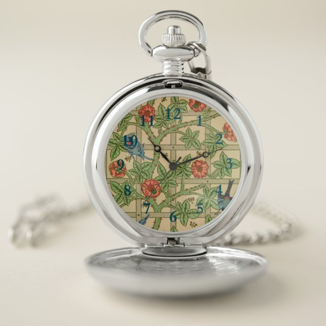 William Morris Trellis Classic Wallpaper Design  Pocket Watch (Inside)