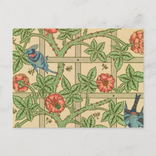 William Morris Trellis Classic Wallpaper Design Postcard