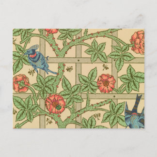 William Morris Trellis Classic Wallpaper Design Postcard