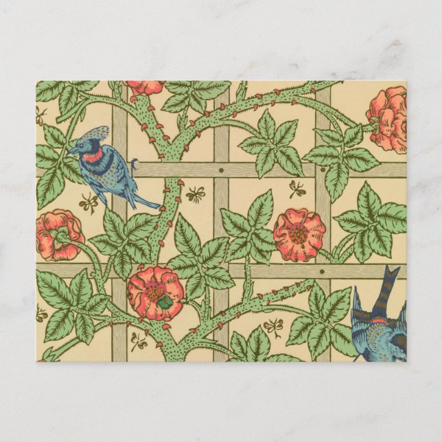 William Morris Trellis Classic Wallpaper Design  Postcard (Front)