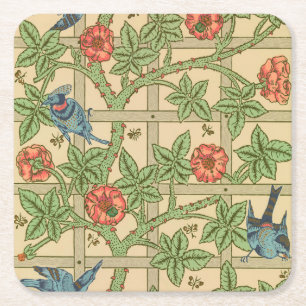 William Morris Trellis Classic Wallpaper Design Square Paper Coaster