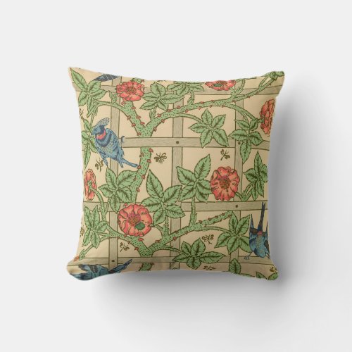 William Morris Trellis Classic Wallpaper Design  Throw Pillow