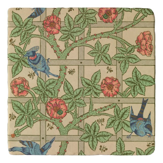 William Morris Trellis Classic Wallpaper Design  Trivet (Front)