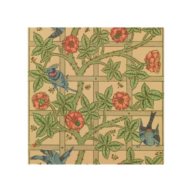 William Morris Trellis Classic Wallpaper Design  Wood Wall Art (Front)