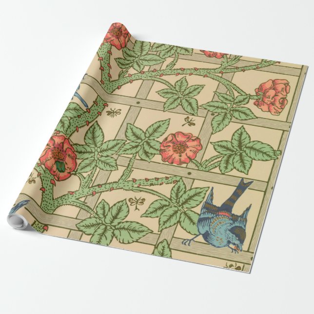 William Morris Trellis Classic Wallpaper Design  Wrapping Paper (Unrolled)