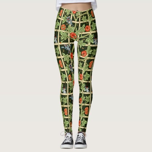 William Morris Trellis Pattern in Green Leggings