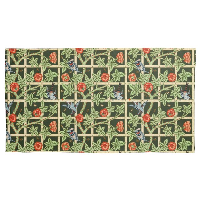 William Morris Trellis Pattern in Green Pillow Case (Front)