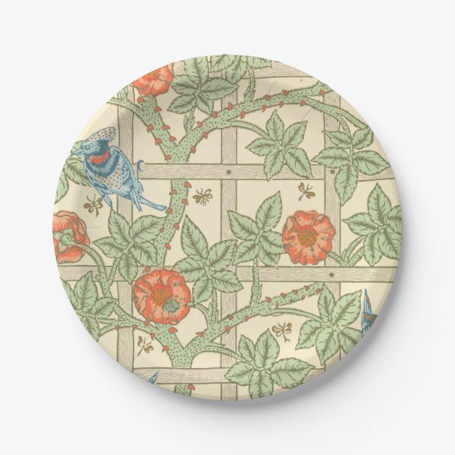 William Morris Trellis Pattern Paper Plates (Front)