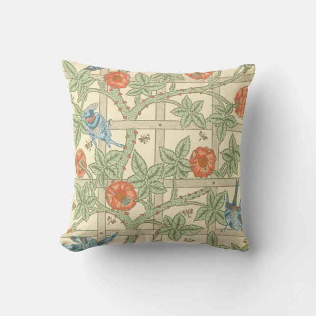 William Morris Trellis Pattern Throw Pillow (Front)