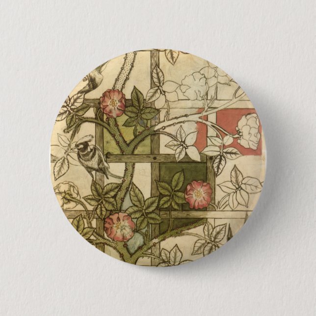 William Morris - Trellis Pinback Button (Front)