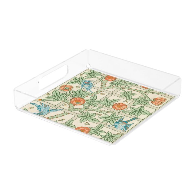 William Morris Trellis Victorian Wallpaper Acrylic Tray (Angled)