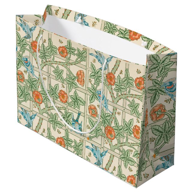 William Morris Trellis Victorian Wallpaper Large Gift Bag (Back Angled)