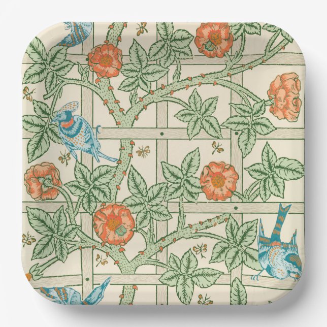 William Morris Trellis Victorian Wallpaper Paper Plates (Front)