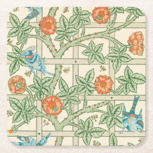 William Morris Trellis Victorian Wallpaper Square Paper Coaster