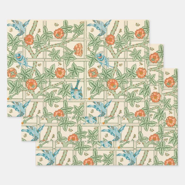 William Morris Trellis Victorian Wallpaper Wrapping Paper Sheets (Set)