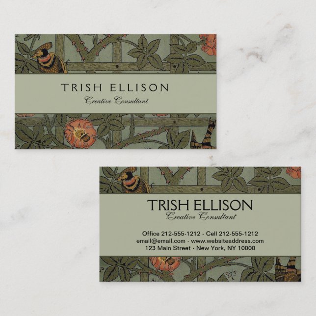 William Morris Trellis Wallpaper Art Business Card (Front/Back)