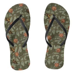 William Morris Trellis Wallpaper Art Flip Flops