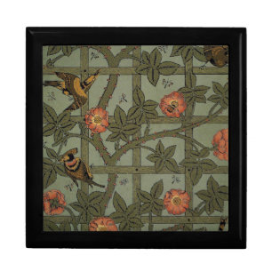 William Morris Trellis Wallpaper Art Jewelry Box