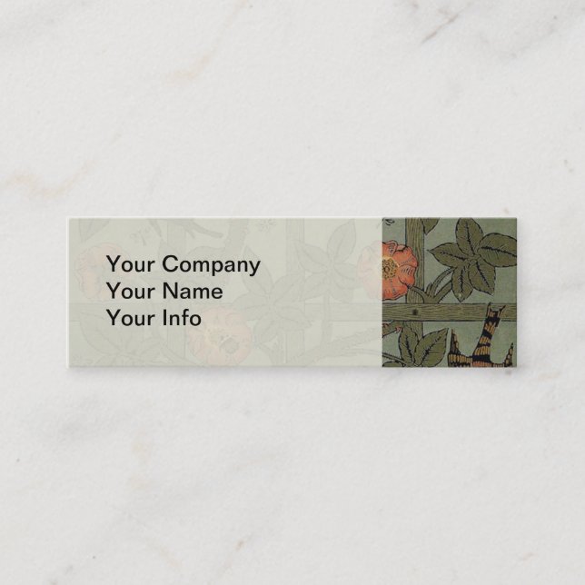 William Morris Trellis Wallpaper Art Mini Business Card (Front)