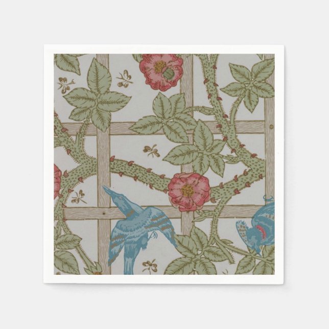 William Morris Trellis Wallpaper Art Napkins (Front)