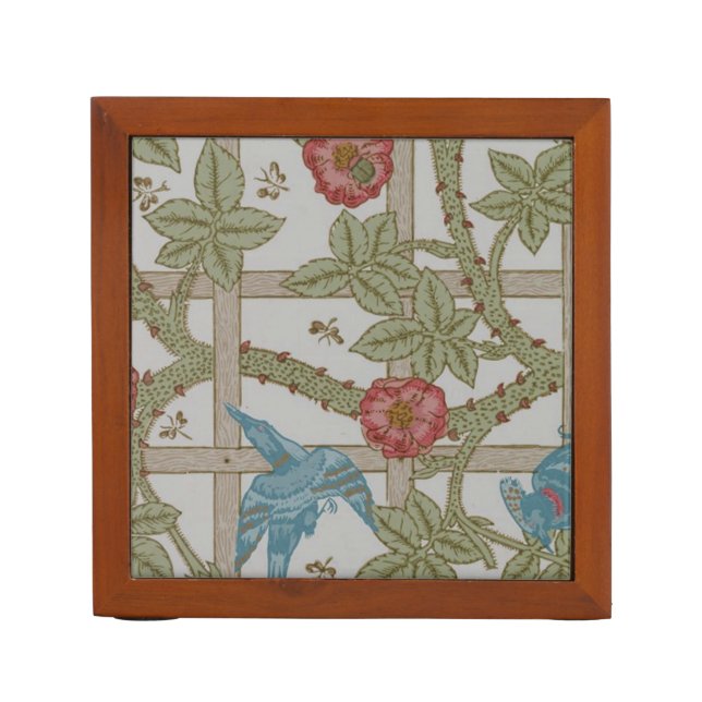 William Morris Trellis Wallpaper Art Pencil Holder (Front)