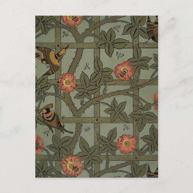 William Morris Trellis Wallpaper Art Postcard (Front)