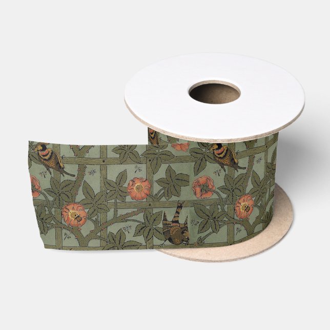 William Morris Trellis Wallpaper Art Satin Ribbon (Spool)