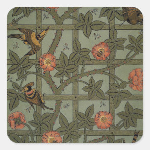 William Morris Trellis Wallpaper Art Square Sticker