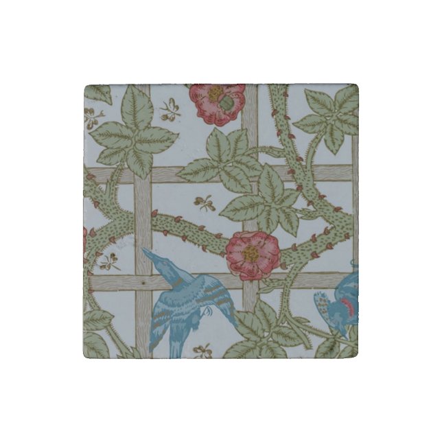 William Morris Trellis Wallpaper Art Stone Magnet (First Magnet)