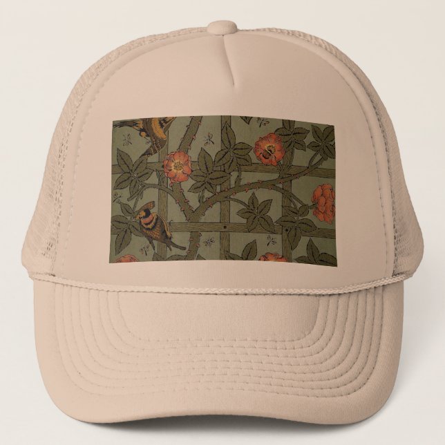 William Morris Trellis Wallpaper Art Trucker Hat (Front)