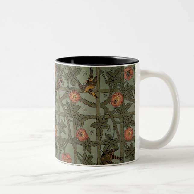 William Morris Trellis Wallpaper Art Two-Tone Coffee Mug (Right)
