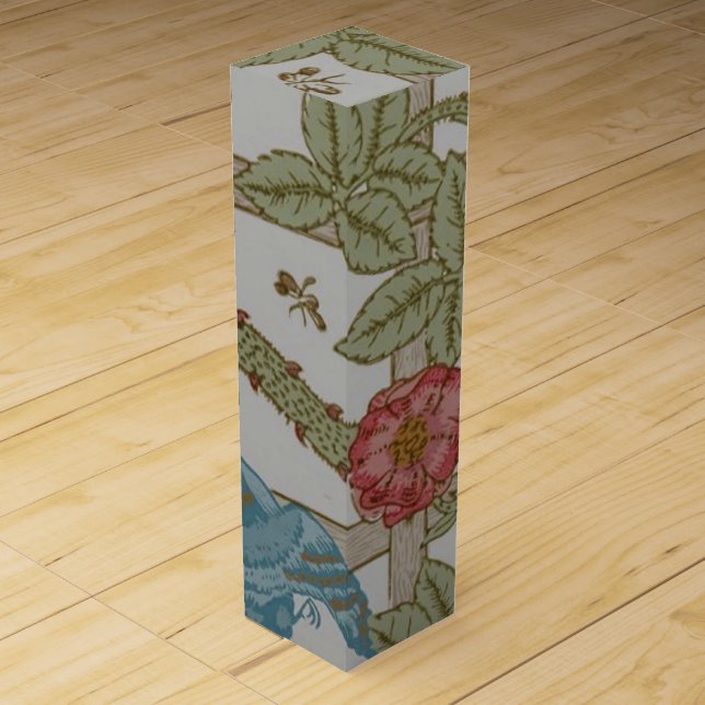 William Morris Trellis Wallpaper Art Wine Box (Front)