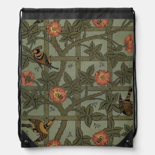 William Morris Trellis Wallpaper Drawstring Bag