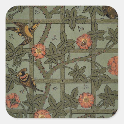 William Morris Trellis Wallpaper Square Sticker