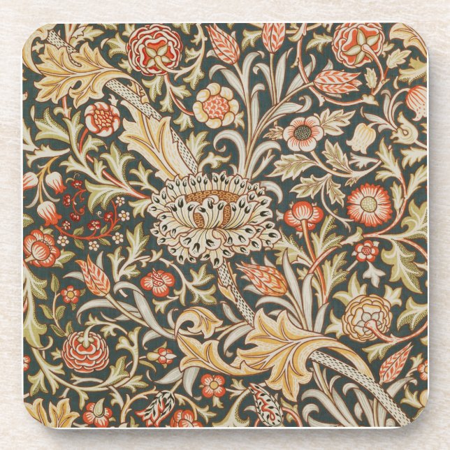 William Morris Trent Garden Flower Classic Botanic Beverage Coaster (Front)