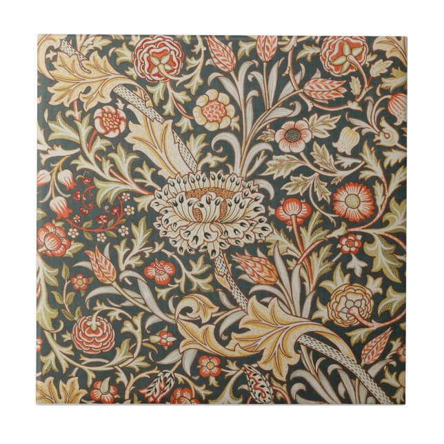 William Morris Trent Garden Flower Classic Botanic Ceramic Tile (Front)