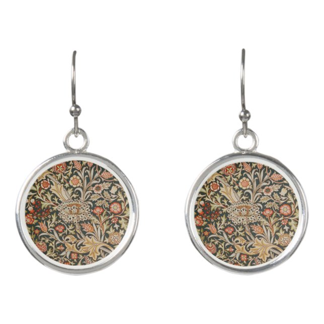 William Morris Trent Garden Flower Classic Botanic Earrings (Front)