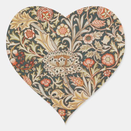 William Morris Trent Garden Flower Classic Botanic Heart Sticker