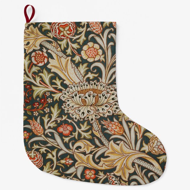 William Morris Trent Garden Flower Classic Botanic Large Christmas Stocking (Front)