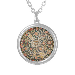 William Morris Trent Garden Flower Classic Botanic Silver Plated Necklace