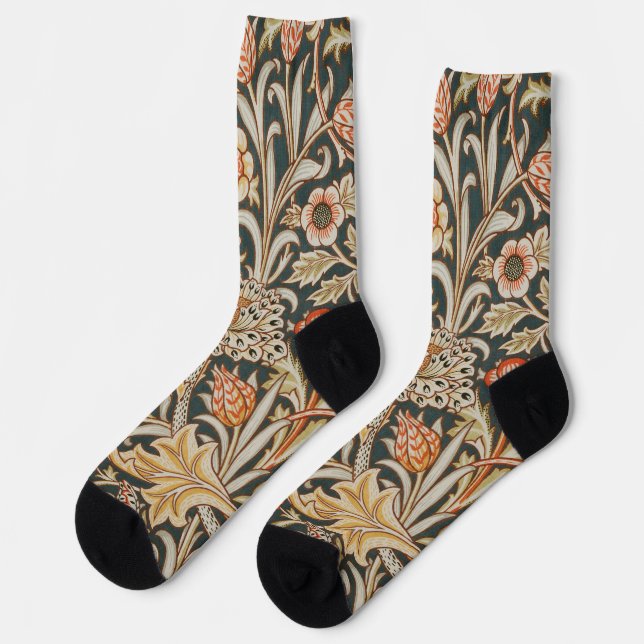 William Morris Trent Garden Flower Classic Botanic Socks (Left)