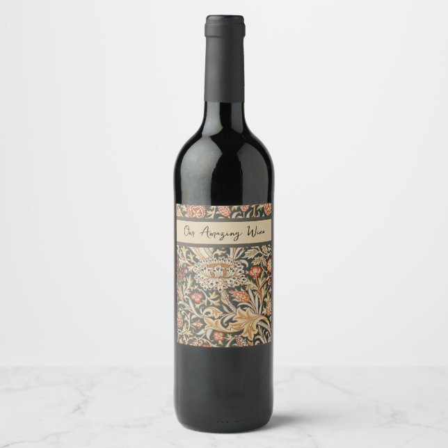 William Morris Trent Garden Flower Classic Botanic Wine Label (Front)