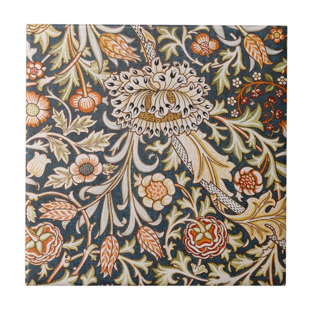 William Morris Trent Garden Flower Pattern Classic Ceramic Tile (Front)