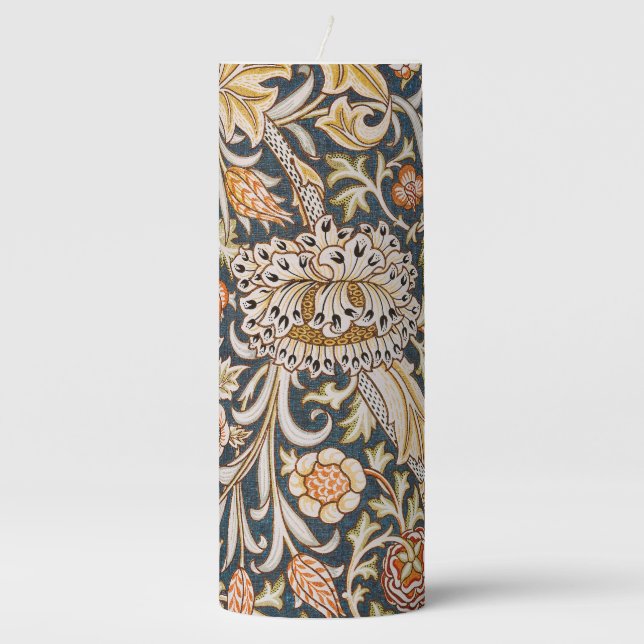 William Morris Trent Garden Flower Pattern Classic Pillar Candle (Front)