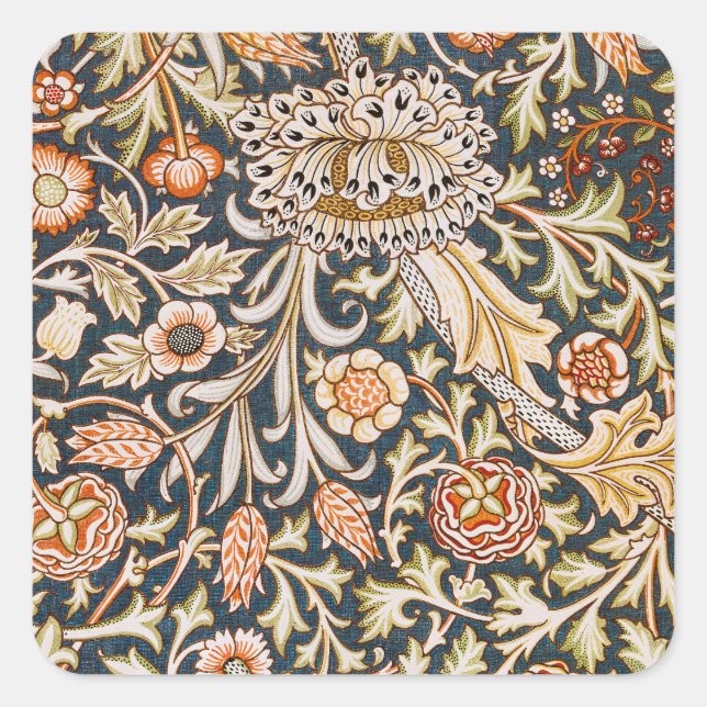 William Morris Trent Garden Flower Pattern Classic Square Sticker (Front)