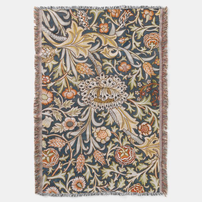 William Morris Trent Garden Flower Pattern Classic Throw Blanket (Front Vertical)